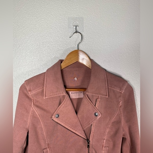 Anthropologie Marrakech Moto zip snap jacket coat dusty rose pink size S H25 - Picture 5 of 8